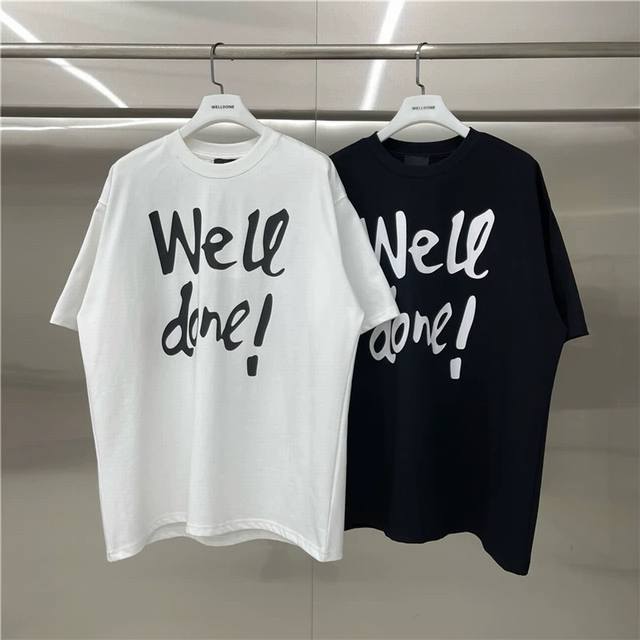 New model number: W236# We11Done letter print loose round neck short sleeve T-sh