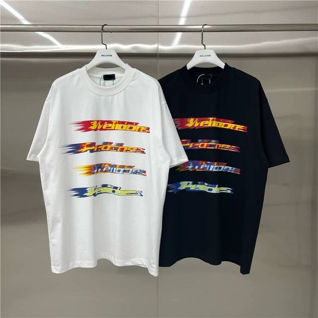 New model number: W228# We11Done contrasting letter barrage loose round neck sho