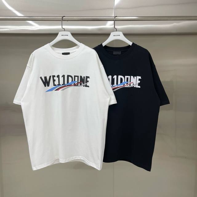 New model number: W227# We11Done Wave letter print loose round neck short sleeve