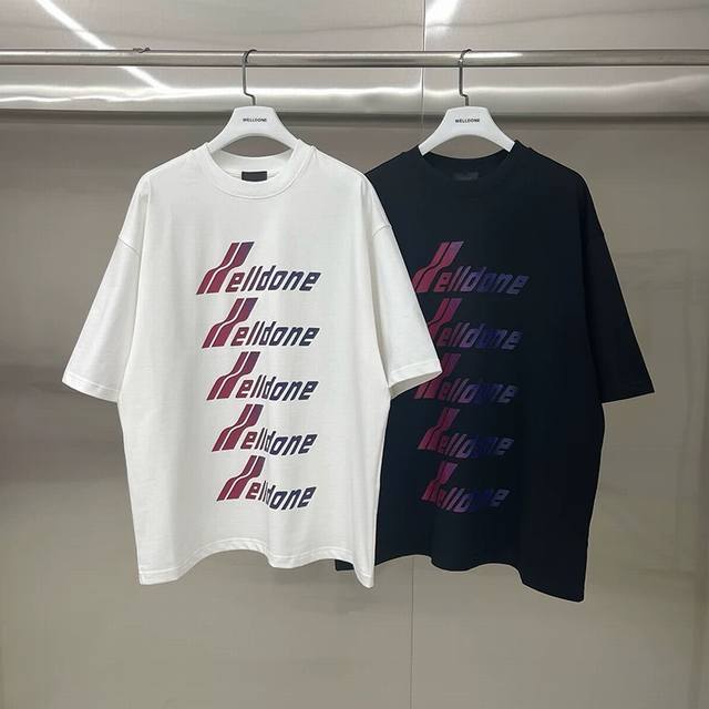 New model number: W131# We11Done gradient color barrage loose round neck short-s