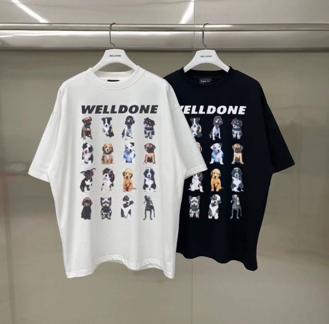 New model number: W230# We11Done Pet dog print loose round neck short-sleeved T-
