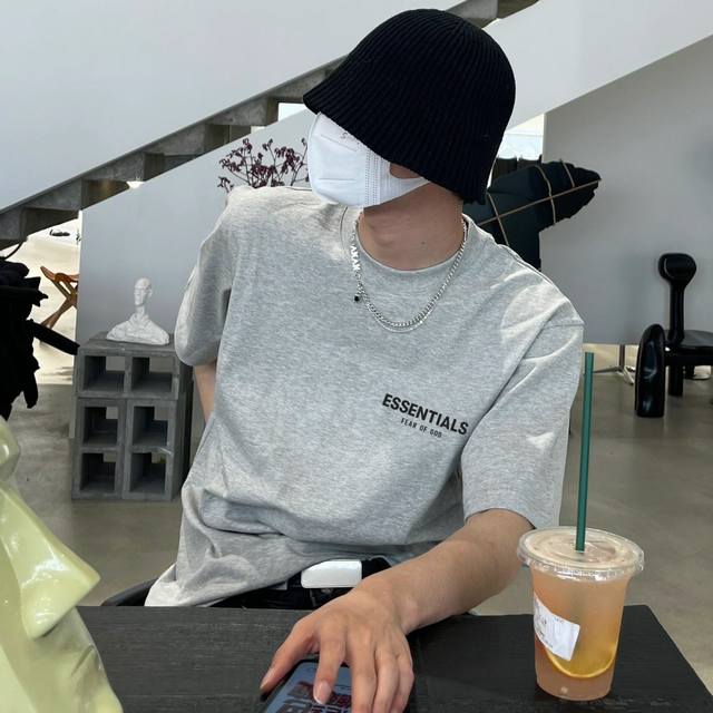 top version F95# -Fear Of God Essentials double line eighth season flocking lett