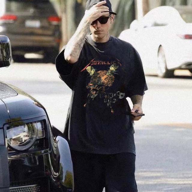 Top Washed Version 837# -Fear Of God Metallica Touring Mace Skull Limited Vintag