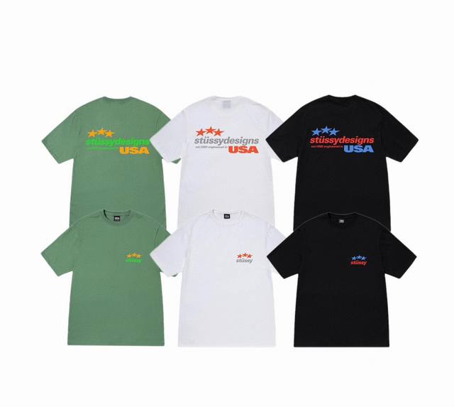 New model number: S061 Stussy Ss23 Stussy Designs Usa Tee Solid color word Mothe