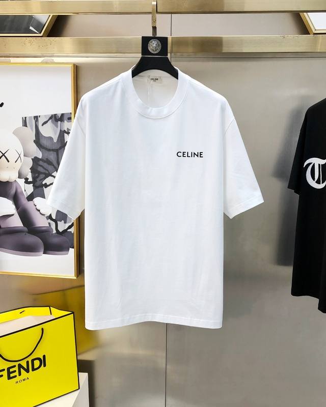 Celi** Celine early spring new original men's round neck short-sleeved T-shirt c