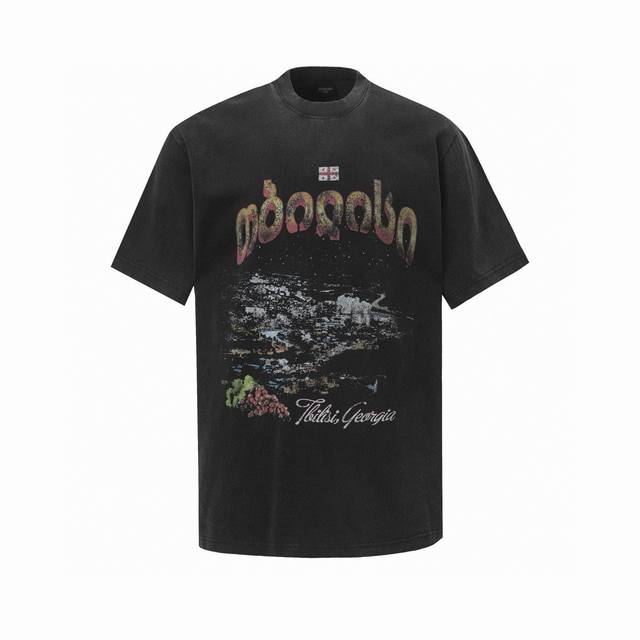 Balenciaga 25Ss new Georgian product Tbilisi white ink direct printing short-sle