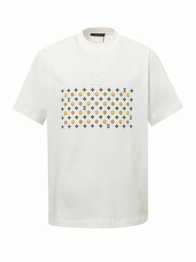 Louis Vuitton 's new joint smiley face print short-sleeved T-shirt Made of custo