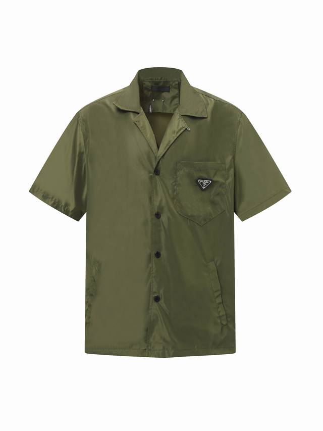 Prada Nylon Short Sleeve Shirt Jacket Oversize shirt made of Re-Nylon Large patc