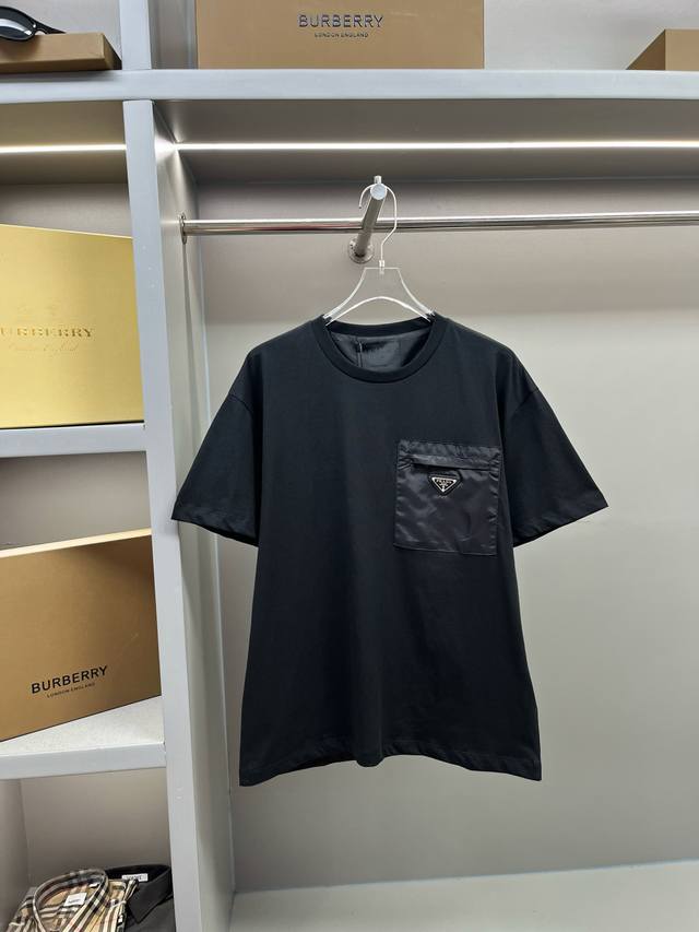 Counter chip version Prada new short-sleeved T-shirt with triangle logo and zipp