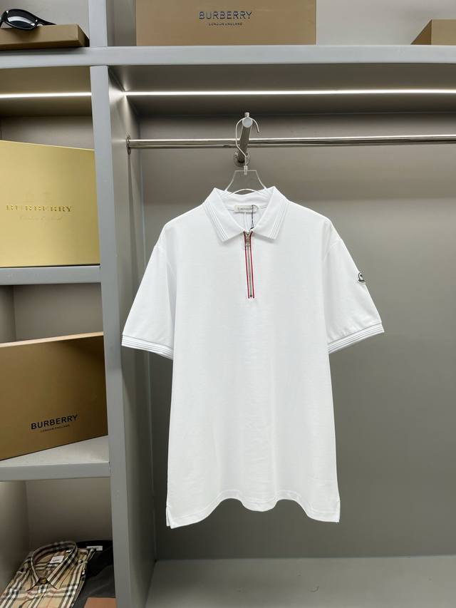 Moncler new style Polo shirt with patch and zipper with Moncler logo Original fa
