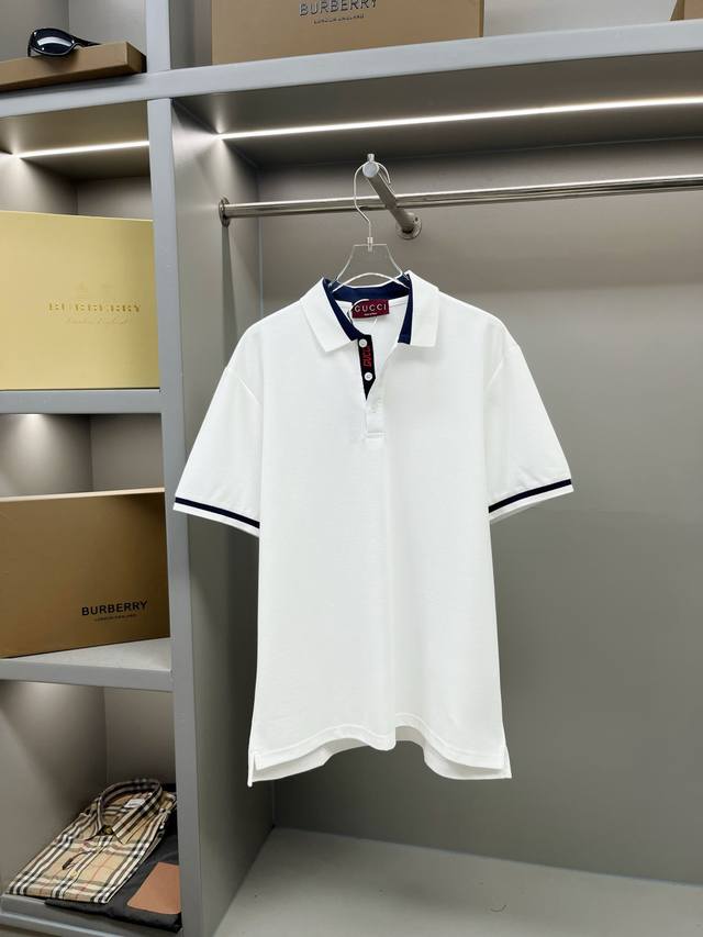 Gucci new Polo shirt with letter webbing on the door tube Original fabric, offic