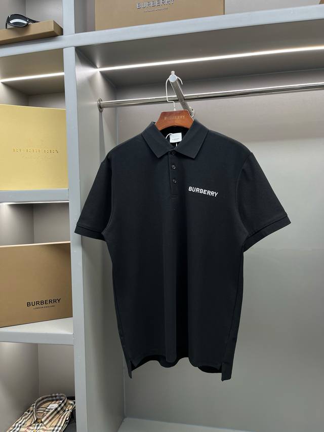 Bbr Burberry micro-logo front and back embroidered pique cotton short-sleeved Po