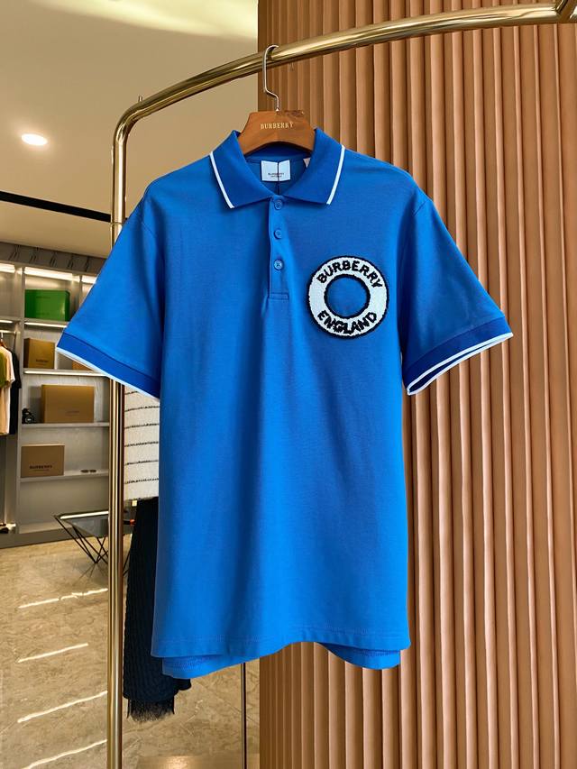 Logo pattern pique mesh cotton Polo shirt Bur's top-notch product, the treasure
