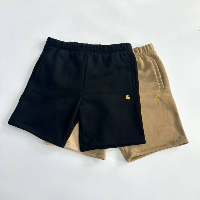 3020 White background Carhartt gold label embroidered logo Terry brushed shorts