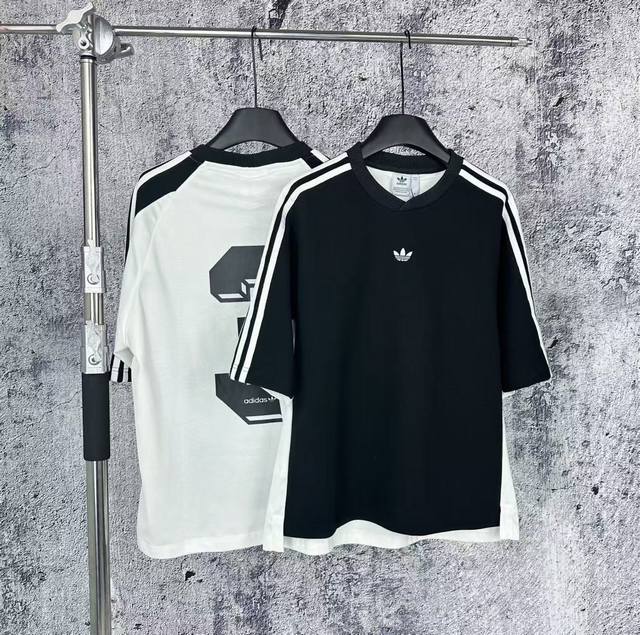 Hanging Adidas 25Ss clover embroidery patchwork short sleeves embroidery, three