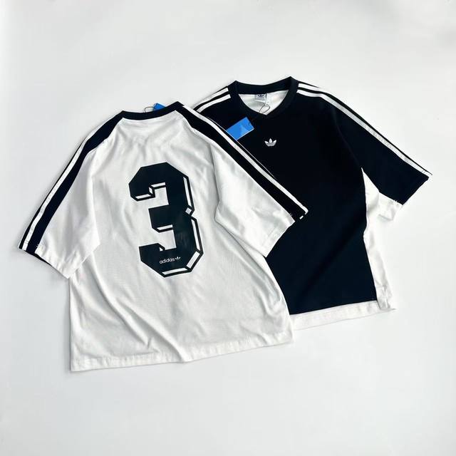 White background Adidas 25Ss clover embroidery patchwork short sleeves embroider