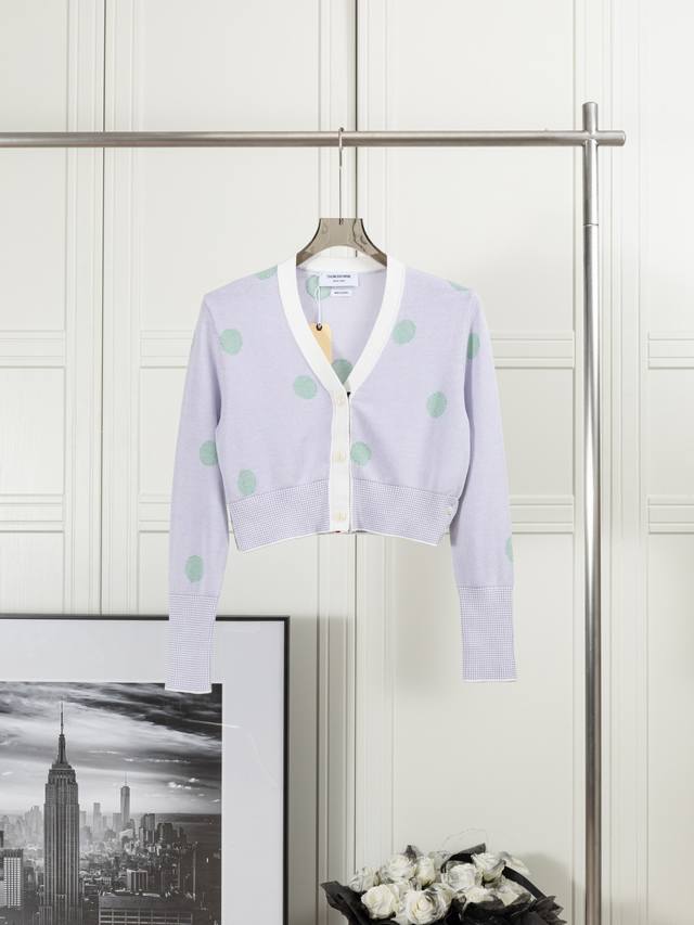 Polka dot high waist cardigan for women Thom Browne: Polka dot high waist cardig