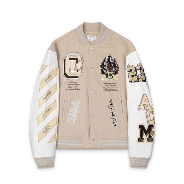 C36#, Ac Milan x Offwhite co-branded logo label baseball jacket, with the Milan