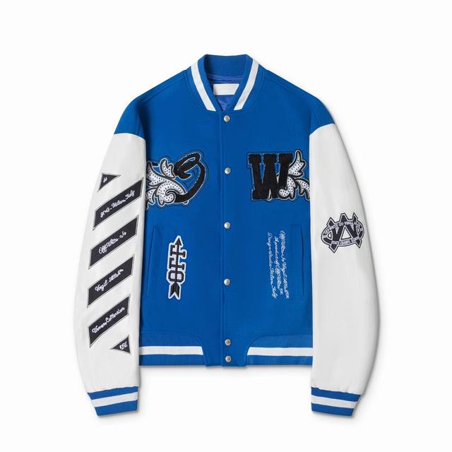S31#, Off White autumn and winter new heavy embroidery hot diamond patchwork lea