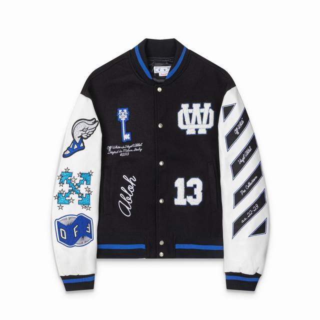 S13#, Offwhite heavy embroidery patchwork leather high temperature hot crystal d