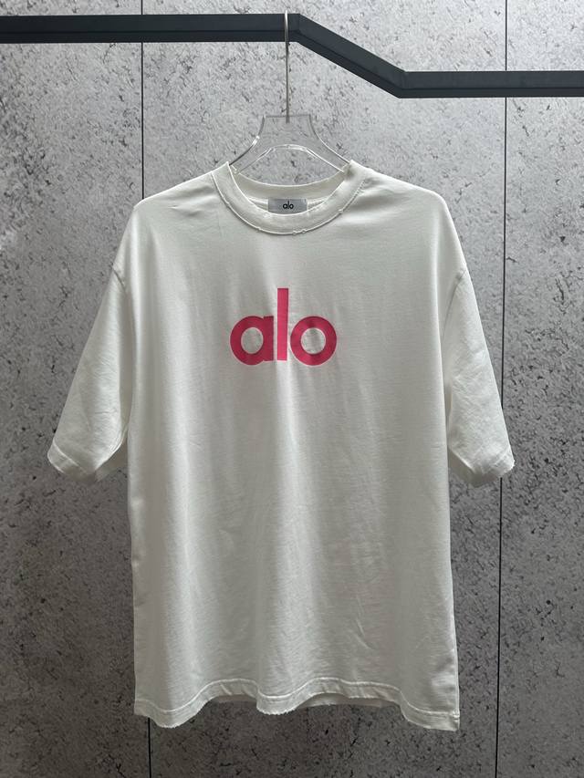 High quality Alo 25 new spring and summer 100% cotton 300g loose short sleeve ro