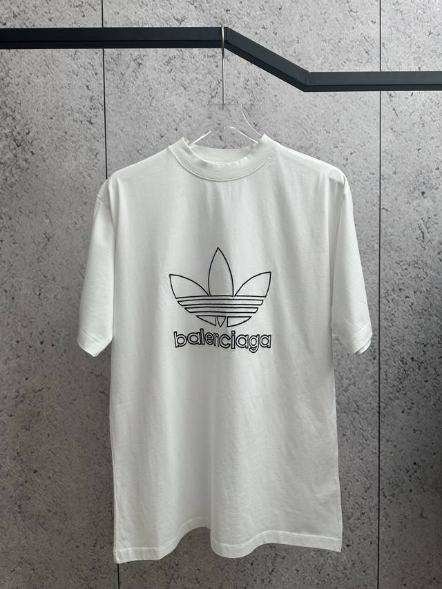 Blcg 23Ss Balenciaga Adidas co-branded clover embroidered short-sleeved T-shirt