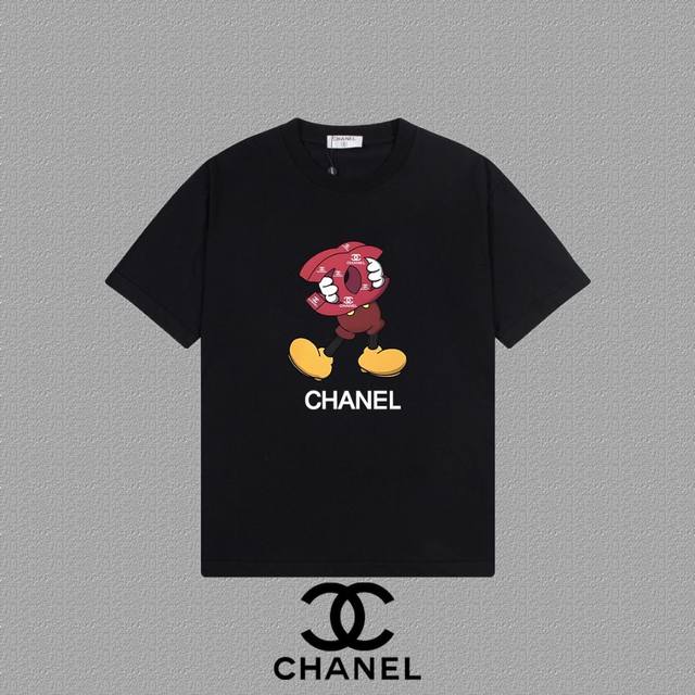Chanel] 2025Fw short-sleeved T-shirt with logo printing, high-end 26S double yar