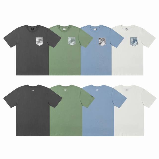 Mlb Men's and women's fashion cool retro old flower round neck short-sleeved T-s