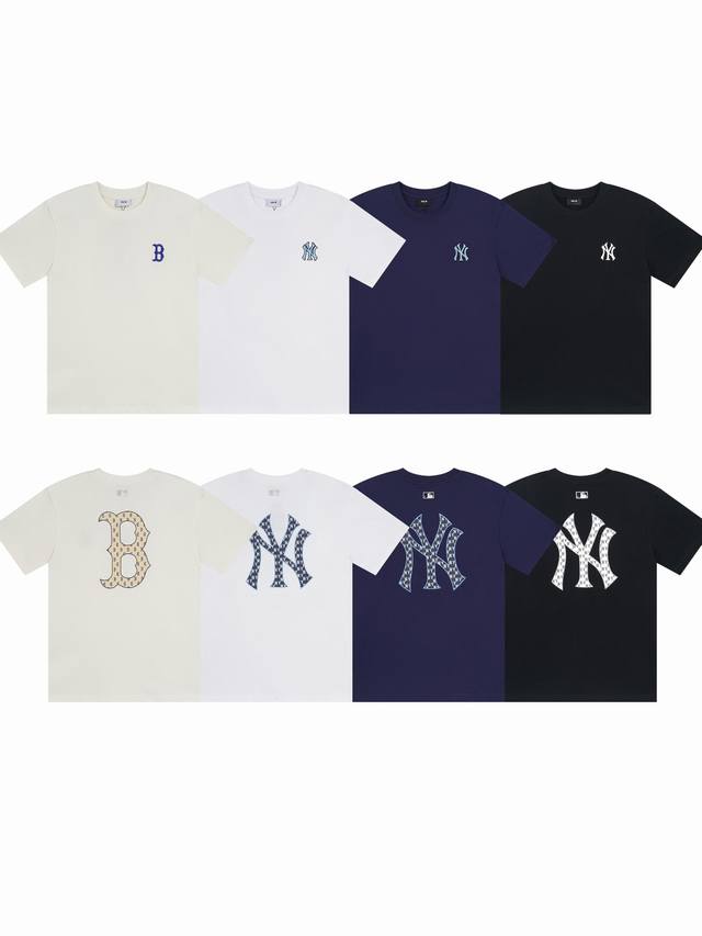 Mlb Men and women couple old flower series sports T-shirt big logo casual short