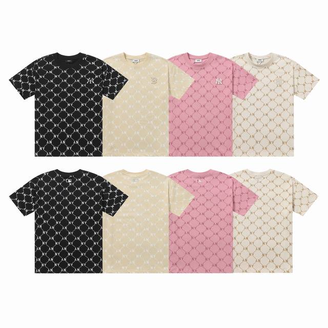 Mlb men and women couple round neck fashion short sleeve full print old flower c