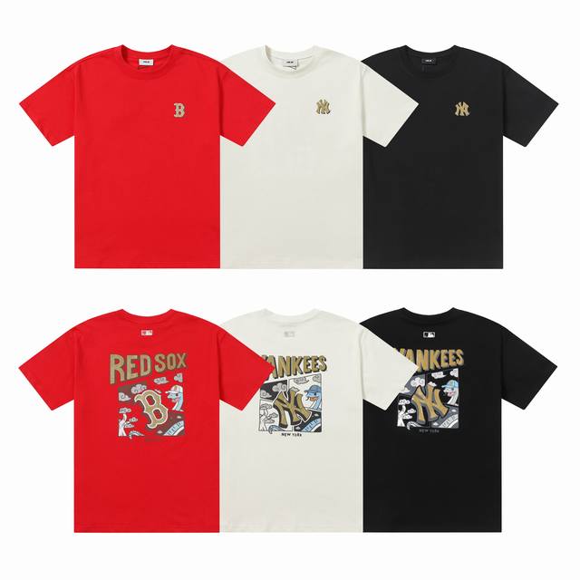 Mlb Men and women couples New Year Snake Year Fashion Logo Round Neck Short Slee
