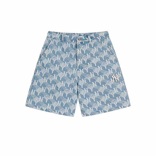 denim shorts summer new Yankees old flower full print men and women casual sport