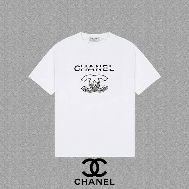 Chanel] 2025Fw short-sleeved T-shirt flocked letter logo high-end 26S double yar
