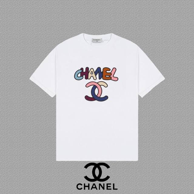 Chanel] 2025Fw short-sleeved T-shirt flocking + thick letter logo high-end 26S d