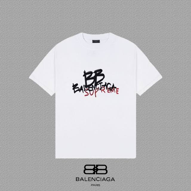 Balenciaga Paris letter print short sleeve T-shirt Custom woven and dyed 300g co