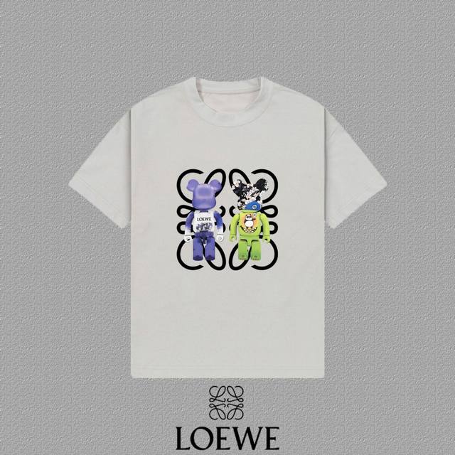 Loewe] 2025Fw short-sleeved T-shirt with logo printing, high-end 26S double yarn
