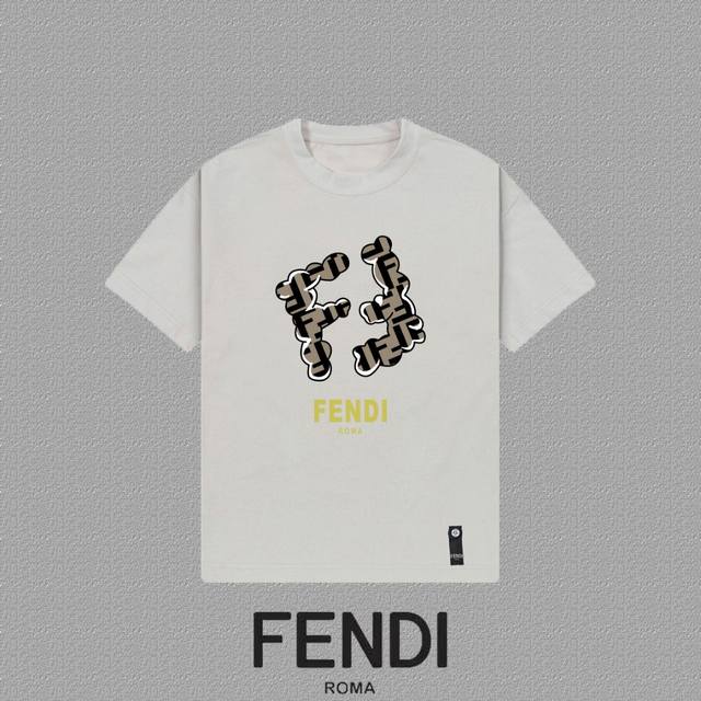 Fendi [ 2025Fw short-sleeved T-shirt with logo printing, high-end 26S double yar