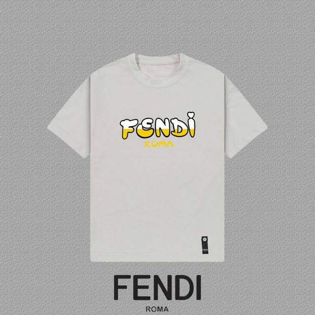 Fendi [ 2025Fw short-sleeved T-shirt flocking + thick board logo high-end 26S do