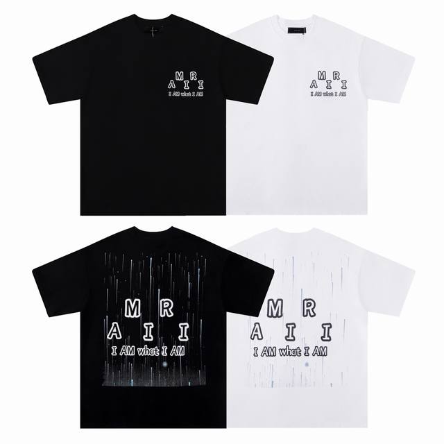 6089# Fabric: 260g double yarn Amiri 2025 Spring and Summer New Logo Round Neck