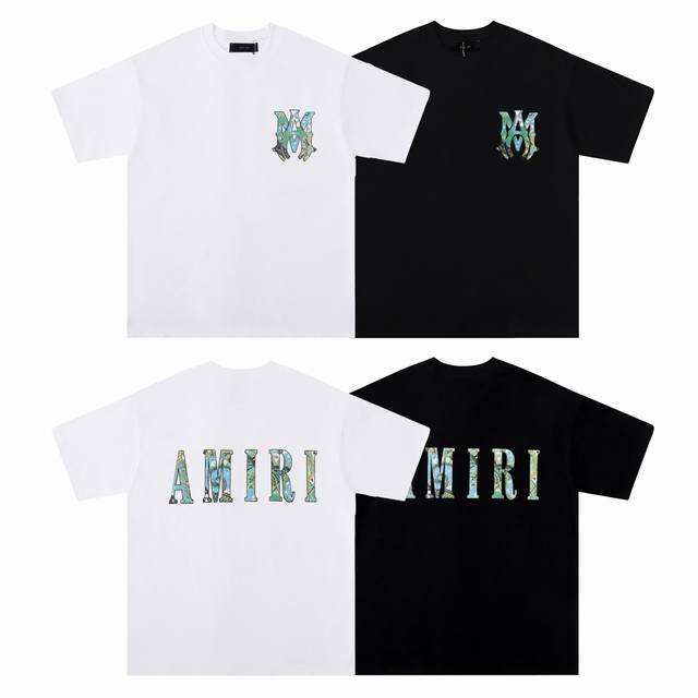 6088# Fabric: 260g double yarn Amiri 2025 Spring and Summer New Logo Round Neck