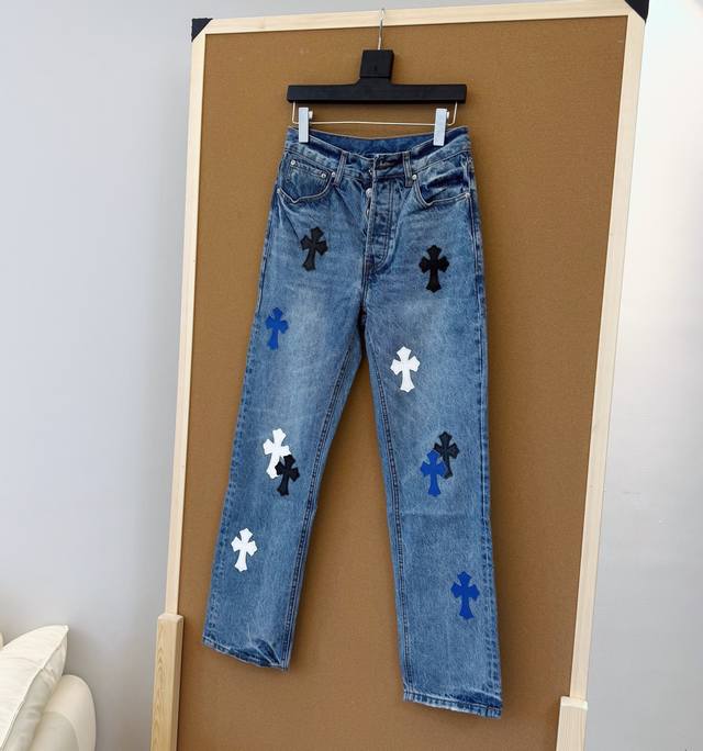 Style No. D321 Chromehearts Tricolor Leather Jeans Size#28-36 Size Reference# 28