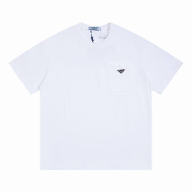 Y037 High version correct version Prada triangle logo pocket short-sleeved T-shi