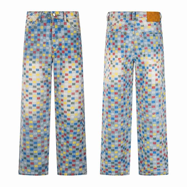 Lv Louis Vuitton 2025 new color plaid jeans The original version was purchased f
