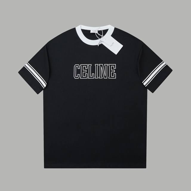 Celin* 25Ss Early Spring New Letter Print Short Sleeves A must-have item for dai