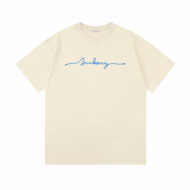 Burberry 2025 new woven hemp rope letter logo unisex short-sleeved T-shirt Custo