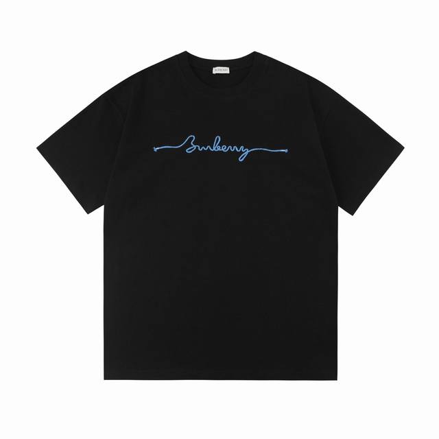 Burberry 2025 new woven hemp rope letter logo unisex short-sleeved T-shirt Custo