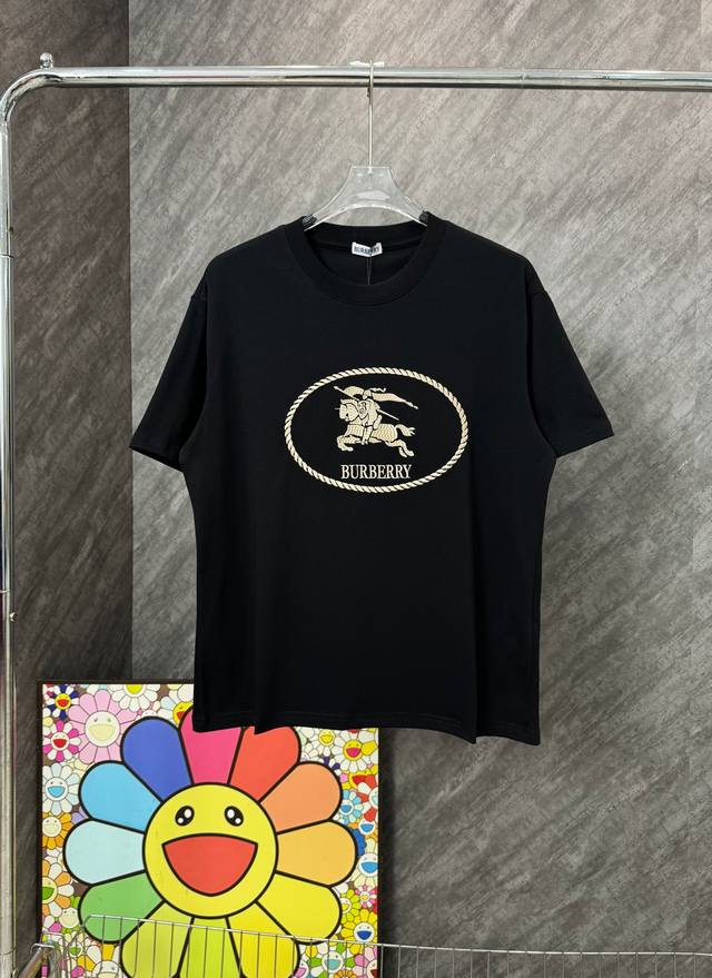Style No. G154 Burberry hemp rope circle warhorse embroidery large logo round ne