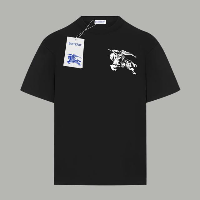 Burberry official website same style front and back damaged warhorse logo printe