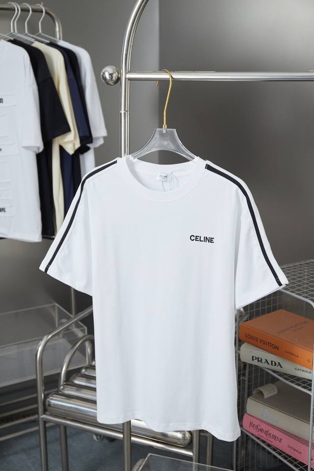 Celin* 25Ss Early Spring New Embroidered Letter Printed Short Sleeves Light Luxu