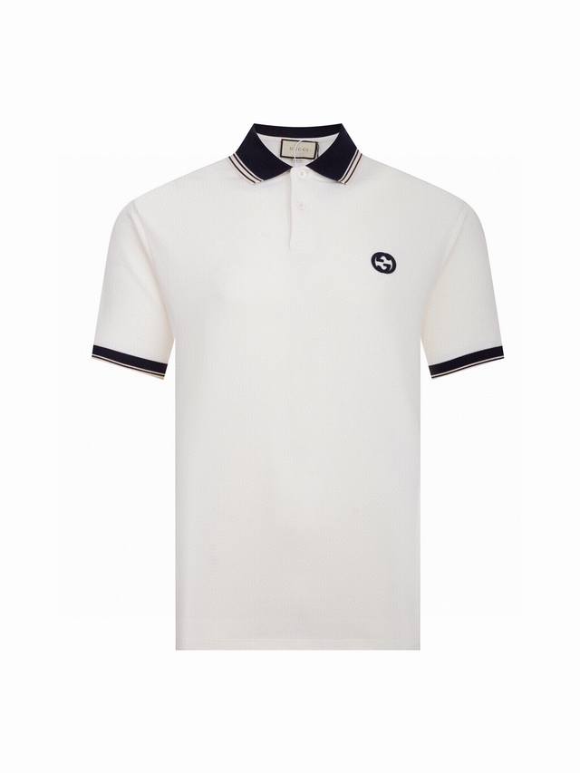 Zp version Gucci counter synchronized new double G patch embroidered lapel Polo